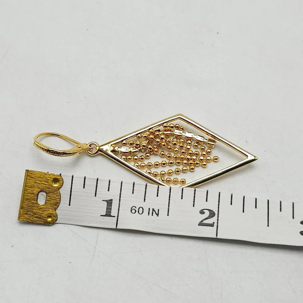 Joan Rivers Gold-Tone Latchback Earrings With Rhinestones Dangle Bead Detail - Picture 4 of 4